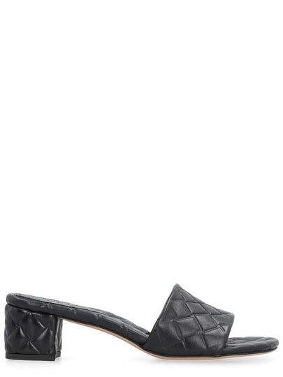 Amy Intrecciato Motif Leather Mule Heel Black - BOTTEGA VENETA - BALAAN 2