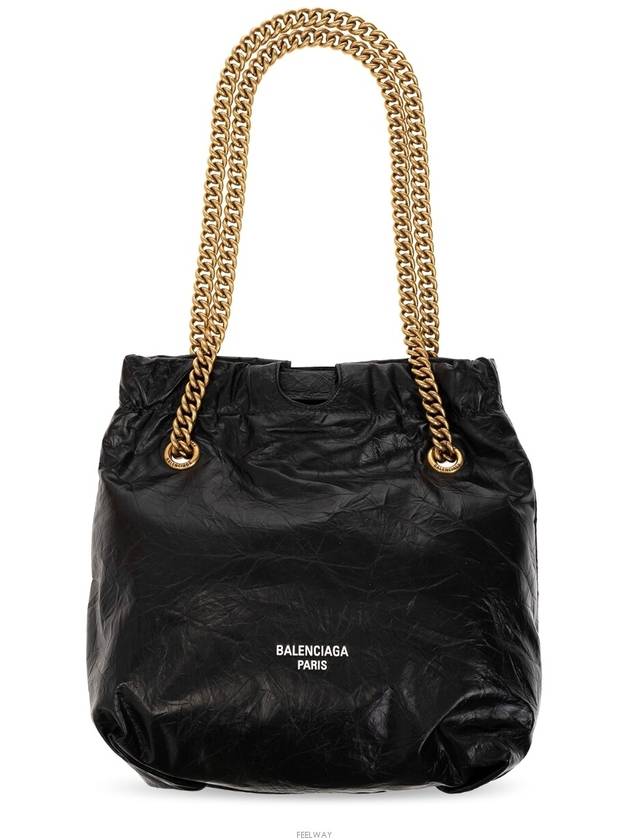 Crush Small Leather Shoulder Bag Black - BALENCIAGA - BALAAN 2