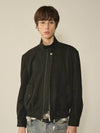 Suede High Neck Jacket Black - KINETO - BALAAN 1