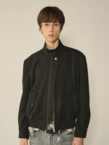 Suede High Neck Jacket Black - KINETO - BALAAN 1