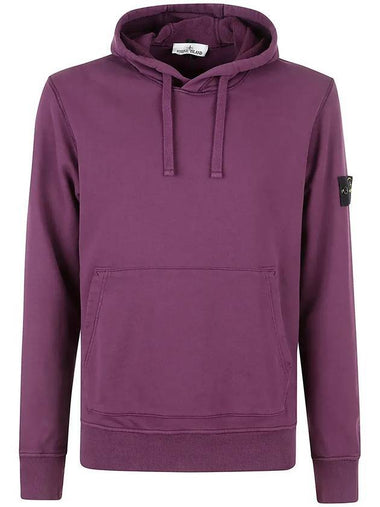 Cotton Fleece Garment Dyed Hoodie Burgundy - STONE ISLAND - BALAAN 1