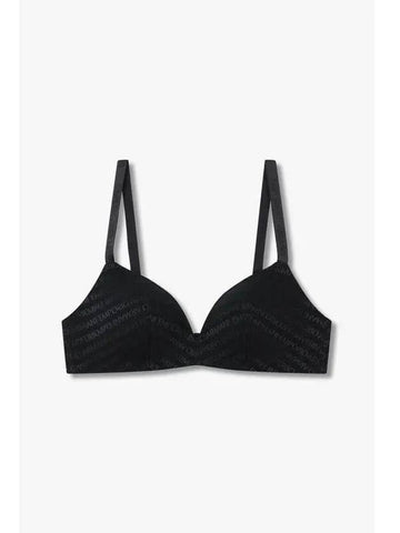 UNDERWEAR Women s Embroidered Logo Pattern Triangle Bra Black - EMPORIO ARMANI - BALAAN 1