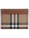 Check Print Leather Card Holder Beige - BURBERRY - BALAAN 3