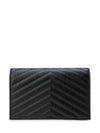 Cassandre Envelope Chain Shoulder Bag In Grain De Poudre Leather Noir - SAINT LAURENT - BALAAN 3