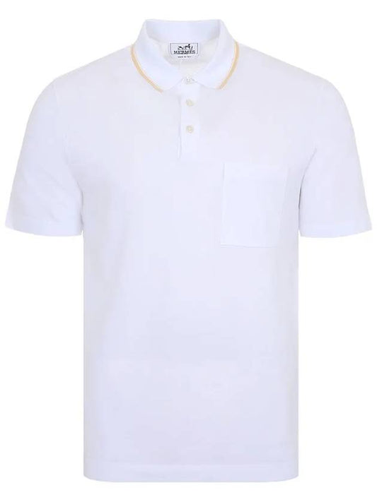 H457985HA 90 PIQUIRES SELLIER Polo White Short Sleeve T Shirt - HERMES - BALAAN 1