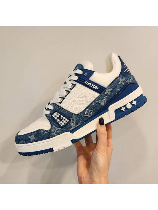 LV Trainer Sneakers Monogram Blue Denim - LOUIS VUITTON - BALAAN 1