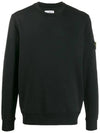 Garment Dyed Cotton Crewneck Sweatshirt Black - STONE ISLAND - BALAAN 3