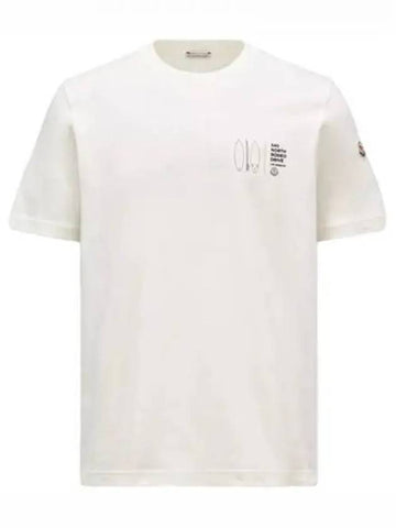 AM Logo Surfing Printing Short Sleeve T Shirt Ivory Men s 270812 - MONCLER - BALAAN 1