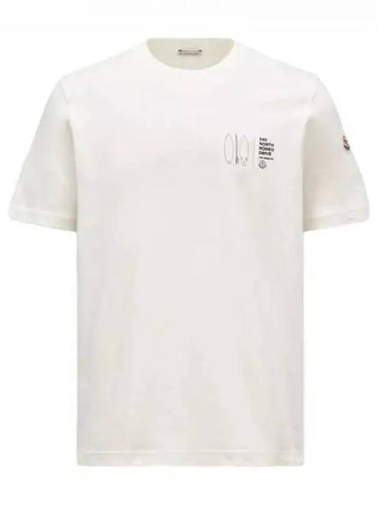 AM Logo Surfing Printing Short Sleeve T Shirt Ivory Men s 270812 - MONCLER - BALAAN 1