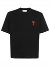 Heart Logo Cotton Jersey Short Sleeve T-Shirt Black - AMI - BALAAN 2