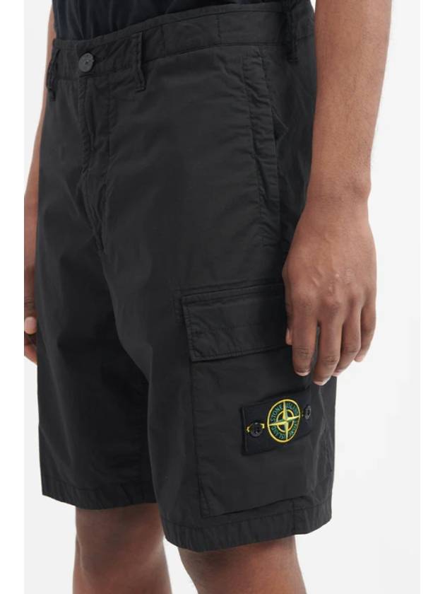 Men's Logo Patch Cargo Shorts Black - STONE ISLAND - BALAAN 7