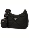 Triangle Logo Re-nylon Paddde Hobo Cross Bag Black - PRADA - BALAAN 3