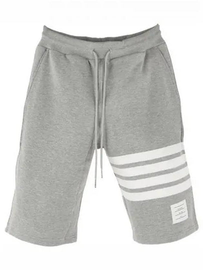 Cotton Loopback Knit Engineered 4-Bar Sweatshorts Light Grey - THOM BROWNE - BALAAN 2