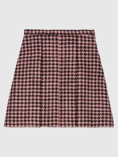 Houndstooth Wool Short A-line Skirt Pink - GUCCI - BALAAN 2