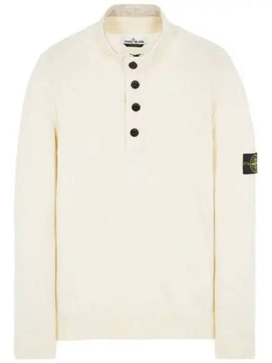 High Neck Half Button Lambswool Knit Top Ivory - STONE ISLAND - BALAAN 2