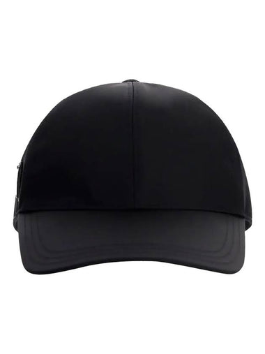 Re-Nylon Triangle Logo Baseball Cap Black - PRADA - BALAAN 1