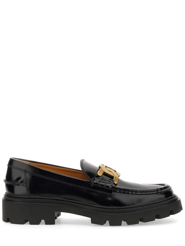 Women's Kate Metal Chain Leather Loafers Black - TOD'S - BALAAN 3