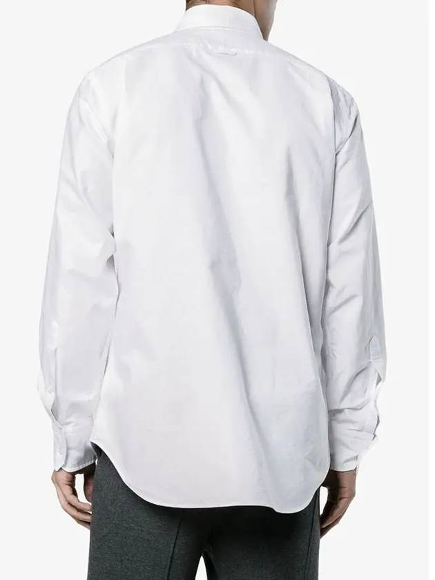 Men's Logo Patch Classic Cotton Long-Sleeve Shirt White - THOM BROWNE - BALAAN 6