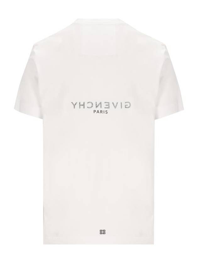 Men's Reverse Logo Round Slim Short Sleeve T-Shirt White - GIVENCHY - BALAAN 3