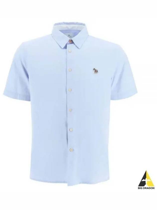 Zebra Patch Casual Fit Short Sleeve Shirt Light Blue - PAUL SMITH - BALAAN 2