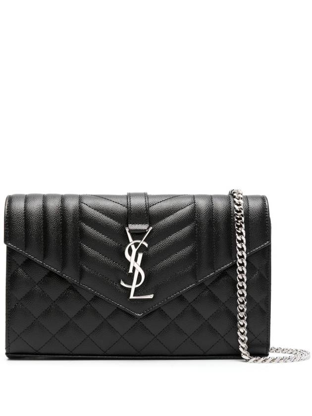 Matelasse Monogram Chain Cross Bag Black - SAINT LAURENT - BALAAN 2