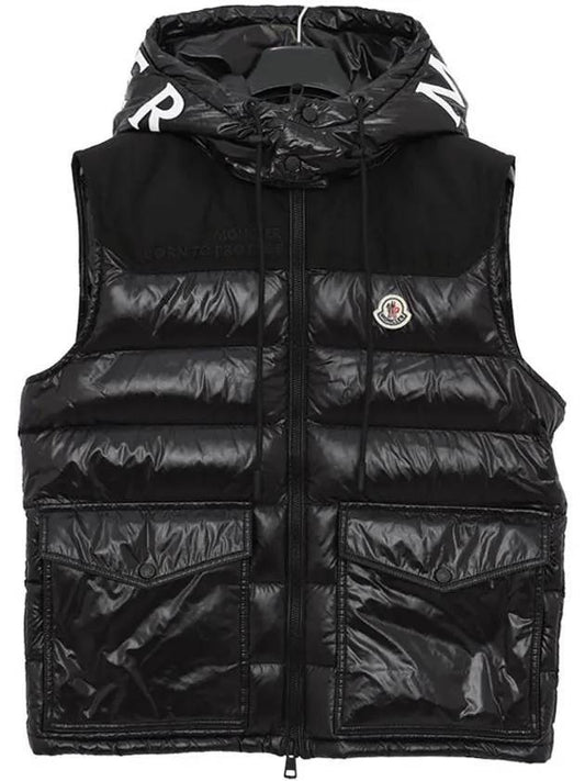 Men's Genichi Logo Patch Padded Vest Black - MONCLER - BALAAN.