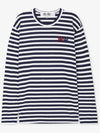 Double Heart Wappen Stripe Long Sleeve T-Shirt Navy - COMME DES GARCONS PLAY - BALAAN 3