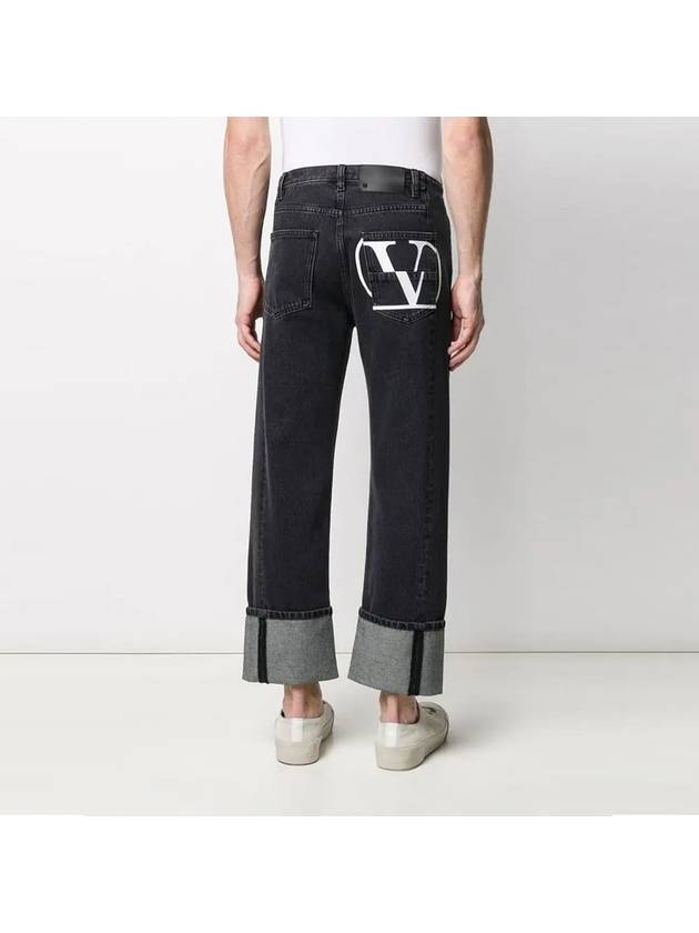 V Logo Straight Jeans Black - VALENTINO - BALAAN 4