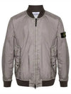 Men's Wappen Patch Zip-Up Bomber Jacket Grey Brown - STONE ISLAND - BALAAN 2