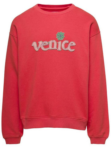 Red Crewneck Sweatshirt With Embroidered Logo In Cotton Man - ERL - BALAAN 1