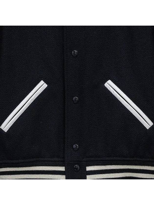 Teddy Bomber Jacket in Wool Black White - SAINT LAURENT - BALAAN 6