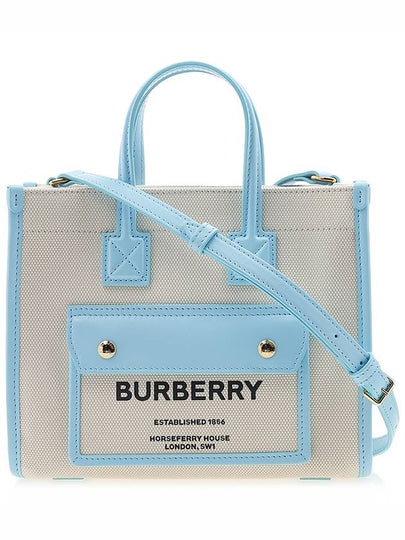 Logo Freya Mini Tote Bag Sky Blue Beige - BURBERRY - BALAAN 2