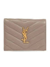 Casandra Matelasse Quilted Lambskin Flap Card Wallet Grey - SAINT LAURENT - BALAAN 2