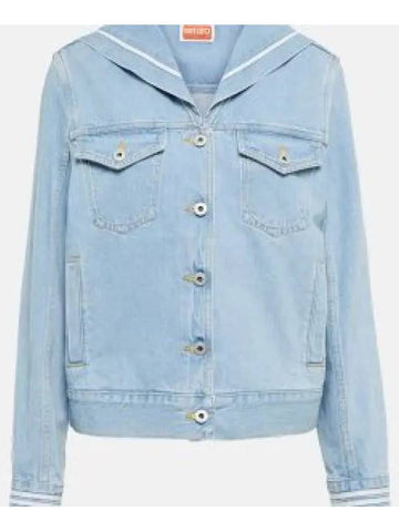 Bleached Denim Rustic Jacket Blue FD52DV2386B4DB 1237937 - KENZO - BALAAN 1