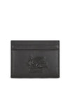 Pegasus Motif Embossed Leather Card Holder Black - ETRO - BALAAN 1