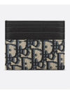 Oblique Jacquard Grained Leather Card Wallet Black - DIOR - BALAAN 3