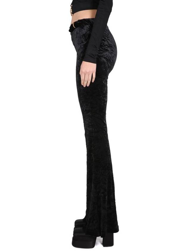 Women's Roll Flared Velvet Skinny Pants Black - VERSACE - BALAAN 4