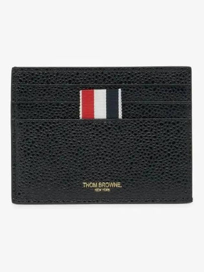 Pebble Grain Leather Stripe Note Compartment Card Wallet Black - THOM BROWNE - BALAAN 2