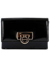 Women's Logo Closure Card Wallet Black - SALVATORE FERRAGAMO - BALAAN 2