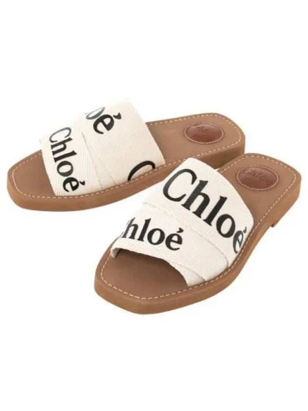 Woody Logo Flat Mule Slippers White - CHLOE - BALAAN 2