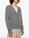 Heart Logo V Neck Cashmere Cardigan Heather Grey - AMI - BALAAN 4