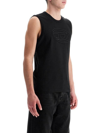 black cotton tank top with embossed logo - DIESEL - BALAAN 2