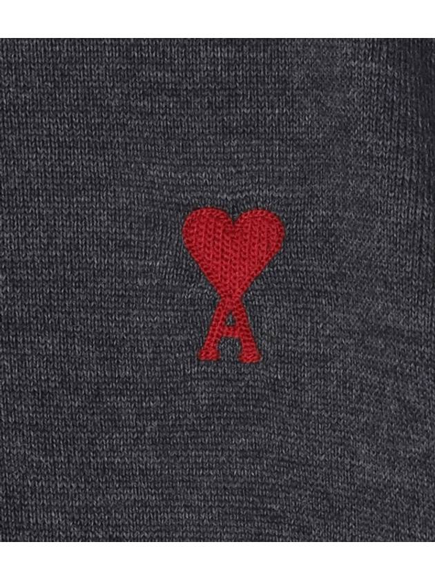 Heart Logo Crew Neck Merino Wool Knit Top Grey - AMI - BALAAN 5