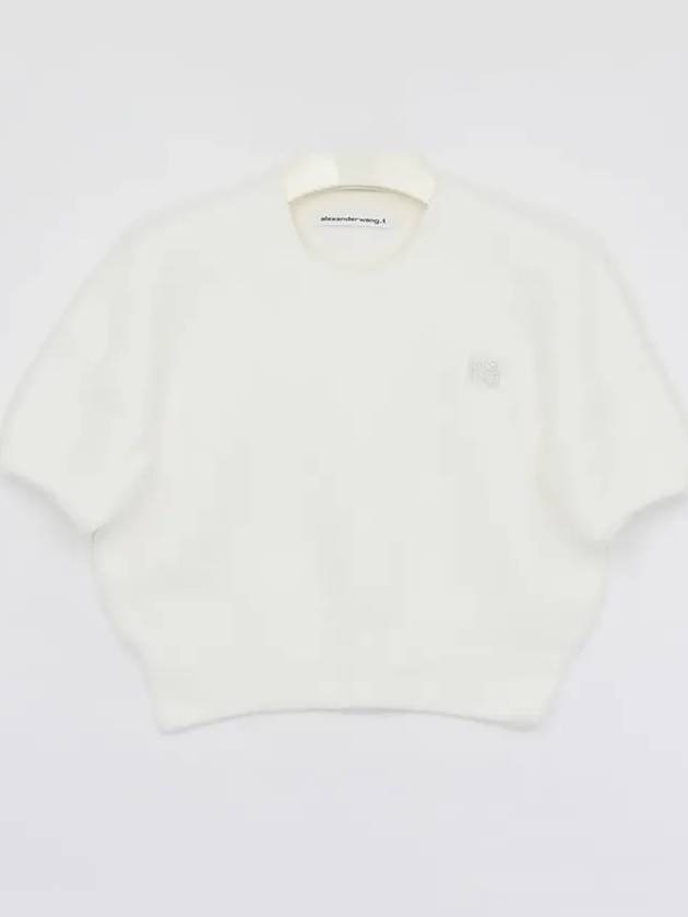 Logo Crop Short Sleeve Knit Top White - ALEXANDER WANG - BALAAN 4