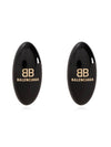 Oval Logo Plaque Earrings Black - BALENCIAGA - BALAAN 2