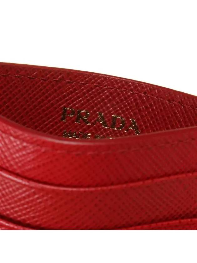 Metal Logo Saffiano Card Wallet Red - PRADA - BALAAN 11