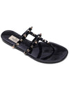 Rockstud Flat Rubber Flip Flops Black - VALENTINO - BALAAN 4