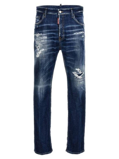 Ripped Cast Wash Bro Straight Jeans Blue - DSQUARED2 - BALAAN 1