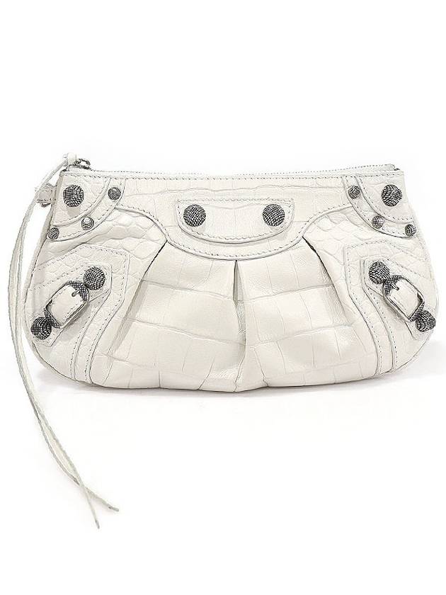 694027 White Crocodile Embossed Calfskin Silver Le Cagole Mini Multi Pouch Clutch - BALENCIAGA - BALAAN 2