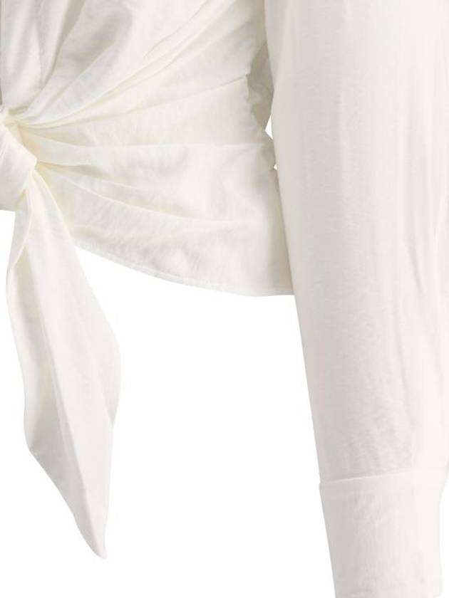 Le Chemise Bahia Tied Sash Shirt White - JACQUEMUS - BALAAN 5